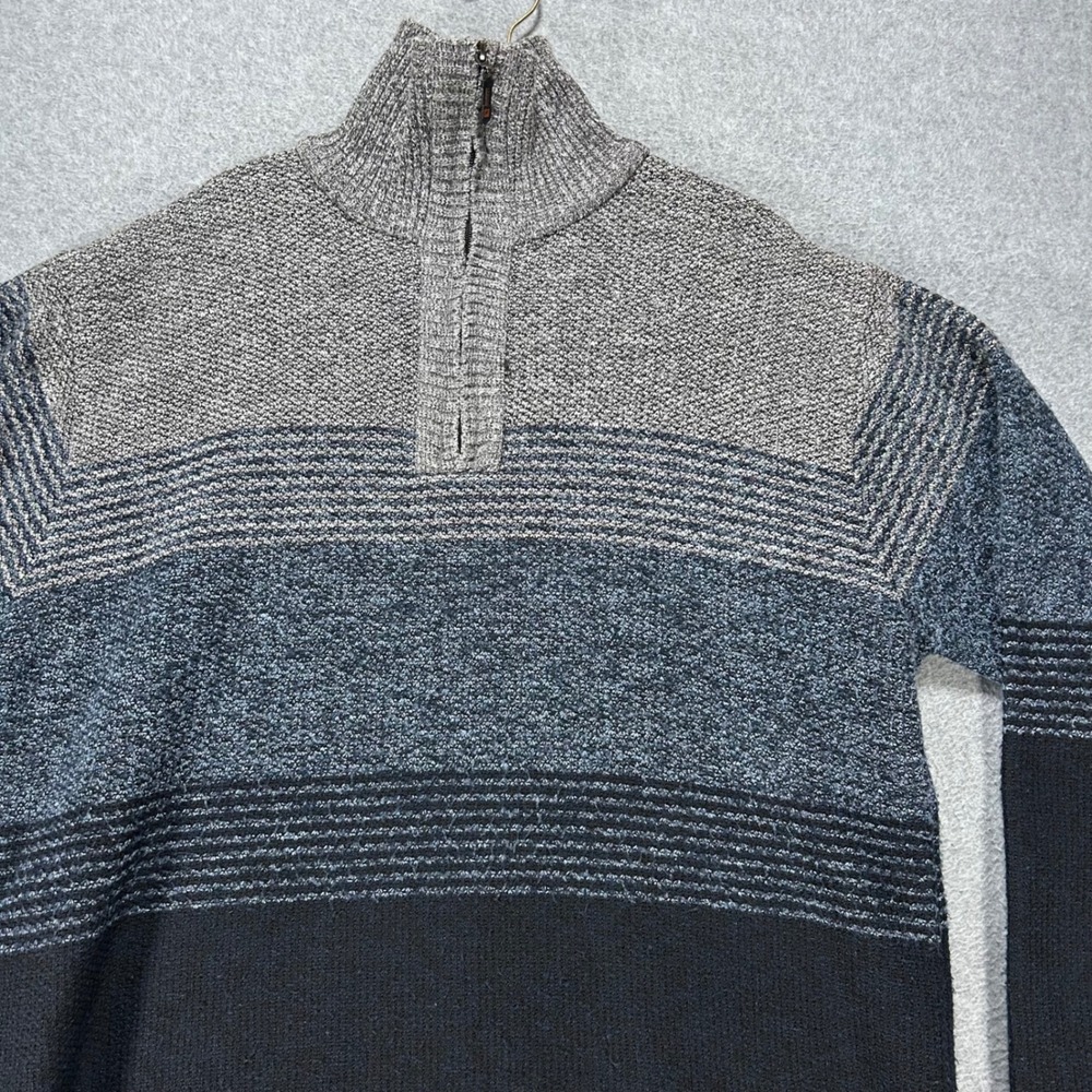 Pronti Sweater Quarter Zip Mens XL Black Blue Grey Micropolyester Casual Urban